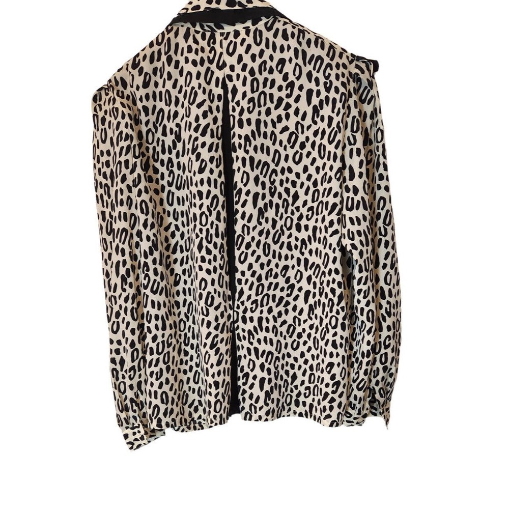 Vintage Jordan Button Up Top Women's Size 5/6 Polyester Animal Print Long Sleeve - Picture 2 of 5